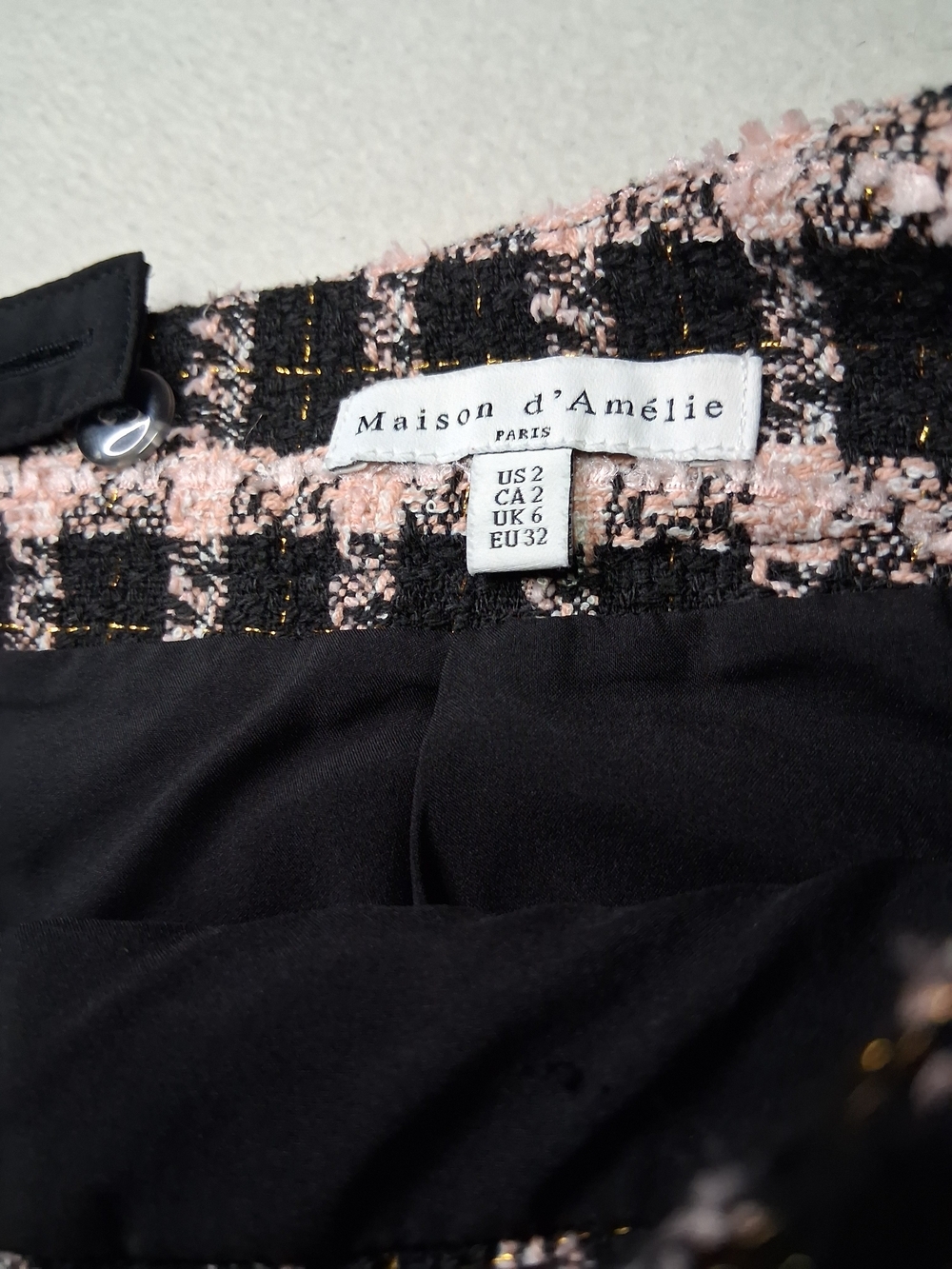 Checked Bouclé Mini Skirt in Pink and Black - Picture 6 of 8